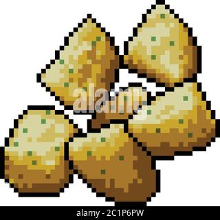 vector pixel art potato cook isolated cartoon Stock Vector