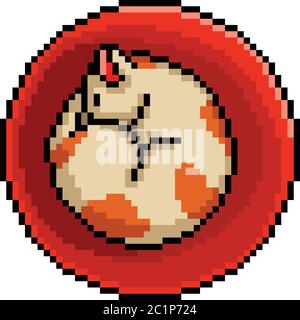 vector pixel art cat sleep curl isolated cartoon Stock Vector Image & Art -  Alamy