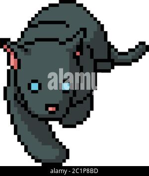 vector pixel art black panther head isolated cartoon Stock Vector Image ...