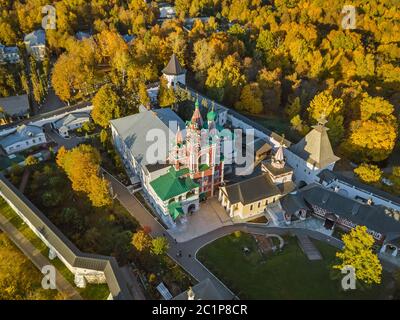 Savvino-Storozhevsky Monastery in Zvenigorod - Moscow Russia - aerial view Stock Photo