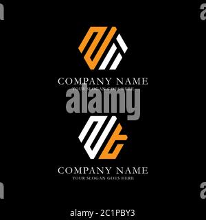 Creative monogram Letter ZT logo vector, line art initial name logo design Stock Vector