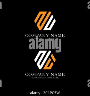 Creative monogram Letter ZU logo vector, line art initial name logo design Stock Vector