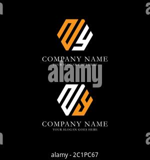 Creative monogram Letter ZY logo vector, line art initial name logo design Stock Vector
