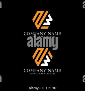 Creative monogram Letter ZW logo vector, line art initial name logo design Stock Vector