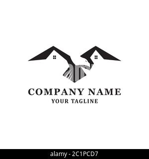 Black Hawk Real estate Logo designs inspiration Stock Vector