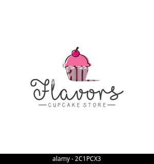 Cupcake store logo design inspirations, various flavors cupcake Stock Vector