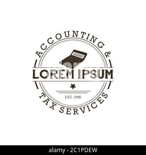 Business finance accounting logo badge with retro style and tax Stock Photos & Vectors Stock Vector