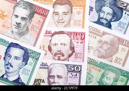 Cuban Pesos a business background Stock Photo