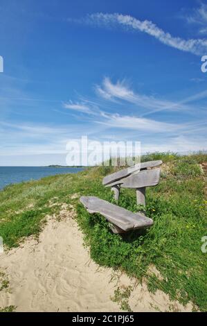 Panoramic view from the 'Schafberg', Mariendorf, viewing direction Alt Reddevitz and Reddevitzer HÃ¶ft, Island of RÃ¼gen, MÃ¶nchgut, Mecklenburg Vorpommern, Germany Stock Photo