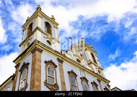 Facade of an old church built in the 18th century in baroque and colonial style Stock Photo