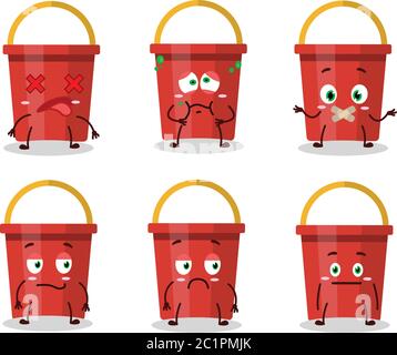 Sand bucket cartoon character with nope expression Stock Vector