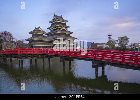 The Keep of Matsumoto Castle at twilight in Nagano, Japan Stock Photo