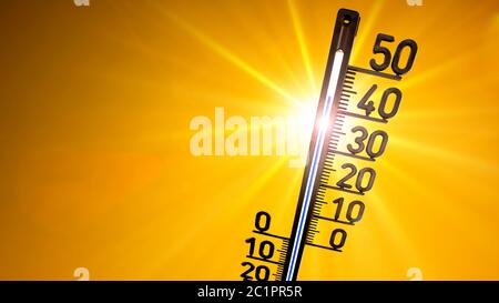 HEATWAVE Temperature gauge rising red Concept Thermometer displays hot &  sunny 34C centigrade 81F degrees farenheit against a bright blue sky Stock  Photo - Alamy