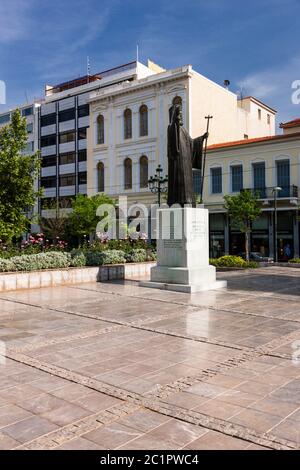 Statue of Archbishop Damaskinos,Square Mitropoleos,Athens,Greece,Europe Stock Photo