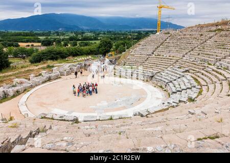 Theatre, Archaeological Site of Philippi, King Philip II Filippoi, Suburb of Kavala,East Macedonia and Thrace,Greece,Europe Stock Photo