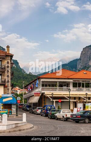 Mount Olympus from Litochoro town, Litochoro, Central Macedonia,Greece,Europe Stock Photo