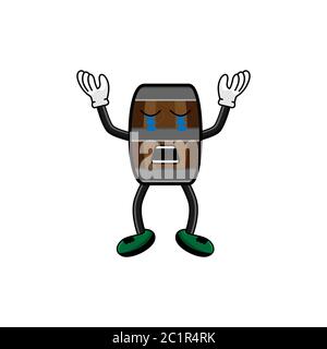 wine barrel character cry vector design illustration Stock Vector