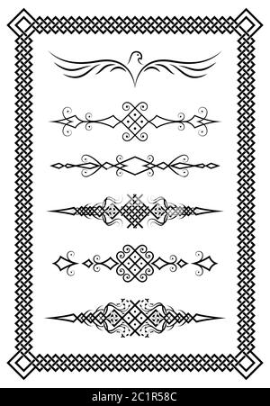 Retro Text Delimiters Set. Vintage Monochrome Text Dividers, Decorative ...