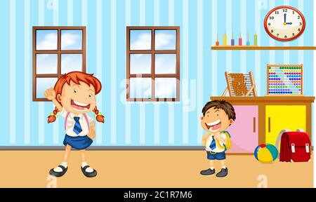 getting ready for school cartoon