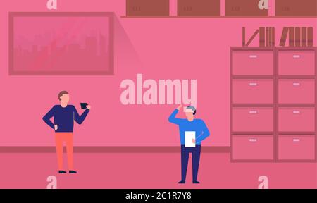 people are taking images of each other in office Stock Vector