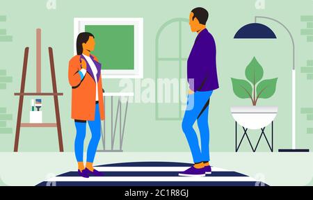 couple talking to each other at home Stock Vector