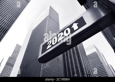 office building with an 2020 display Stock Photo