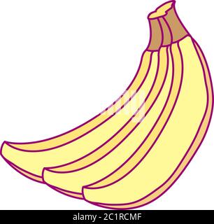 vector cute drawn fruit clipart. bunch of bananas Stock Vector