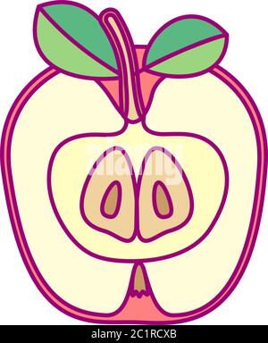 vector cute drawn fruit clip art apple Stock Vector