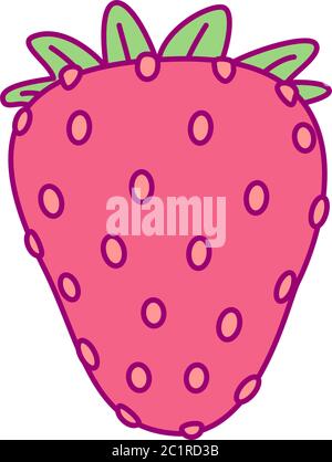 vector cute drawn fruit clipart strawberry berry Stock Vector