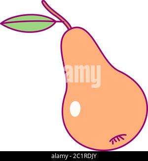 vector cute drawn fruit clip art pear Stock Vector