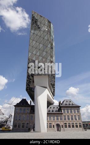 the Port Authority Building or Havenhuis in Antwerp Belgium completed in 2016.by British architect Dame Zaha Mohammad Hadid (1950-2016) Stock Photo