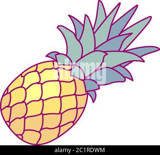 vector cute drawn fruit clip art pineapple Stock Vector