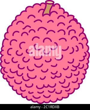 vector cute drawn fruit clip art lychee Stock Vector