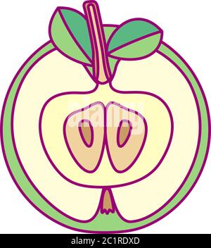 vector cute drawn fruit clip art apple Stock Vector
