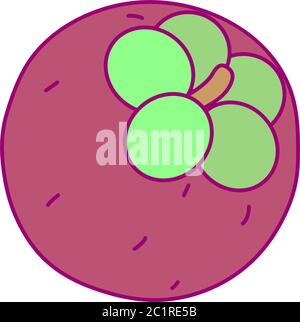 vector cute drawn fruit clip art mangosteen Stock Vector