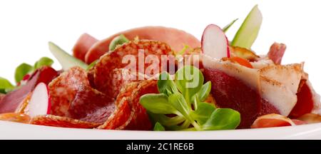 Assorted Italian sausages close up as a background Stock Photo