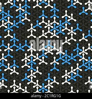 Modern seamless pattern of colored triplex geometric shape on dark Stock Vector