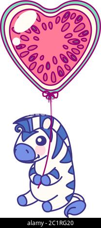vector flat striped baby zebra. cute animal Stock Vector