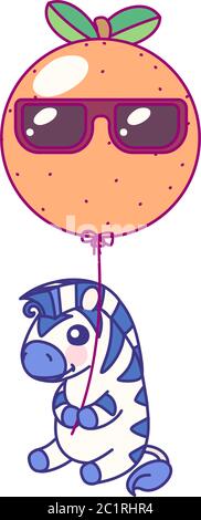 vector flat striped baby zebra. cute animal Stock Vector