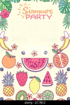 vector Summer party invitation template clip art Stock Vector