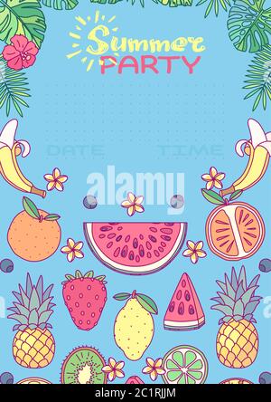 vector Summer party invitation template clip art Stock Vector