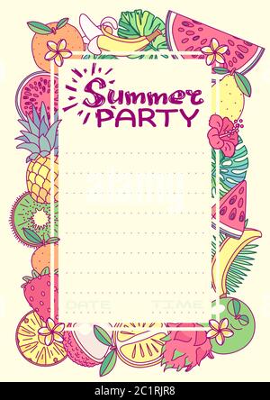 vector Summer party invitation template clip art Stock Vector
