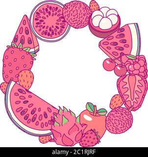 vector fruit circle border frame clip art Stock Vector