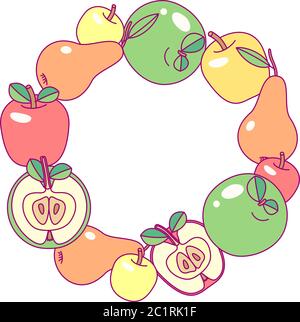 vector fruit circle border frame clip art Stock Vector