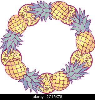 vector fruit circle border frame clip art Stock Vector