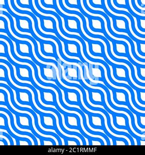 Sea waves seamless geometric abstract blue and white pattern for print, packaging, textile, fabric. Vector graphic design element Stock Vector