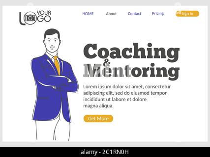 Coaching and Mentoring landing page Stock Vector