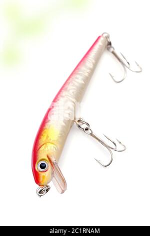 Plastic fishing lure - crank bait - isolated on white background Stock  Photo - Alamy
