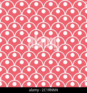 Princess seamless pattern for textiles, fabric. Kids girly print with circles. Mermaid tail, fish scales. Vector cute pattern. Stock Vector