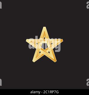 Gold star icon. Vector design element impossible Golden Christmas star. Stock Vector